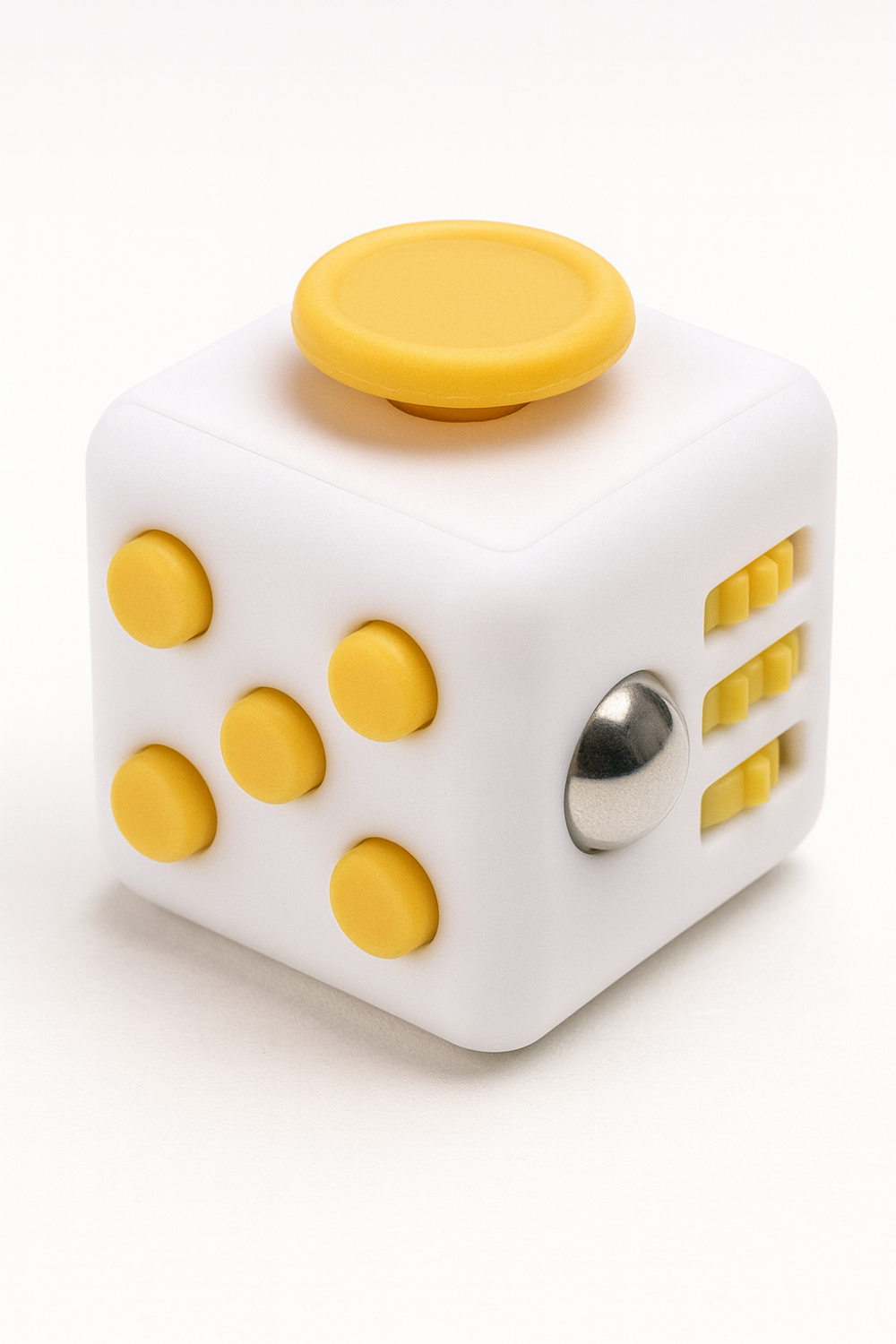 קוביית פידג'ט לבן עם צהוב – להפגת מתחים ולשיפור הריכוז