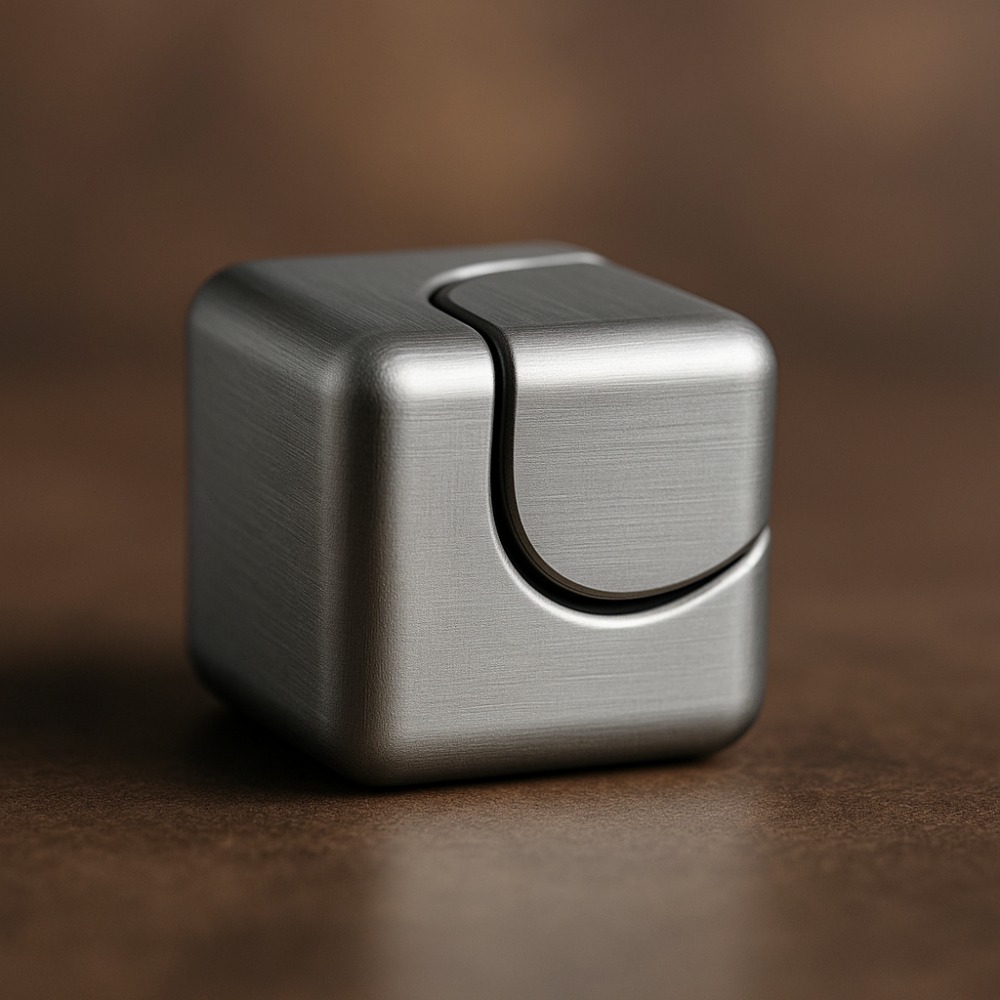 קוביית ספינר מתכתית כסופה – עיצוב יוקרתי להפגת מתחים