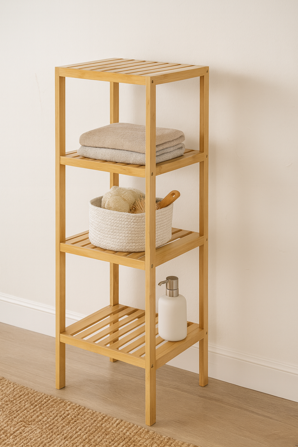 מדפים מעוצבים מבמבוק – 4 קומות