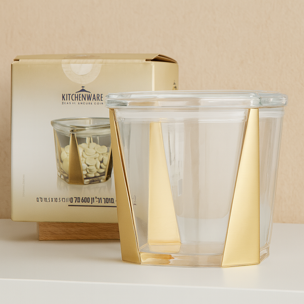 קופסת אקריליק מרובעת עם פויל זהב – 600 מ"ל