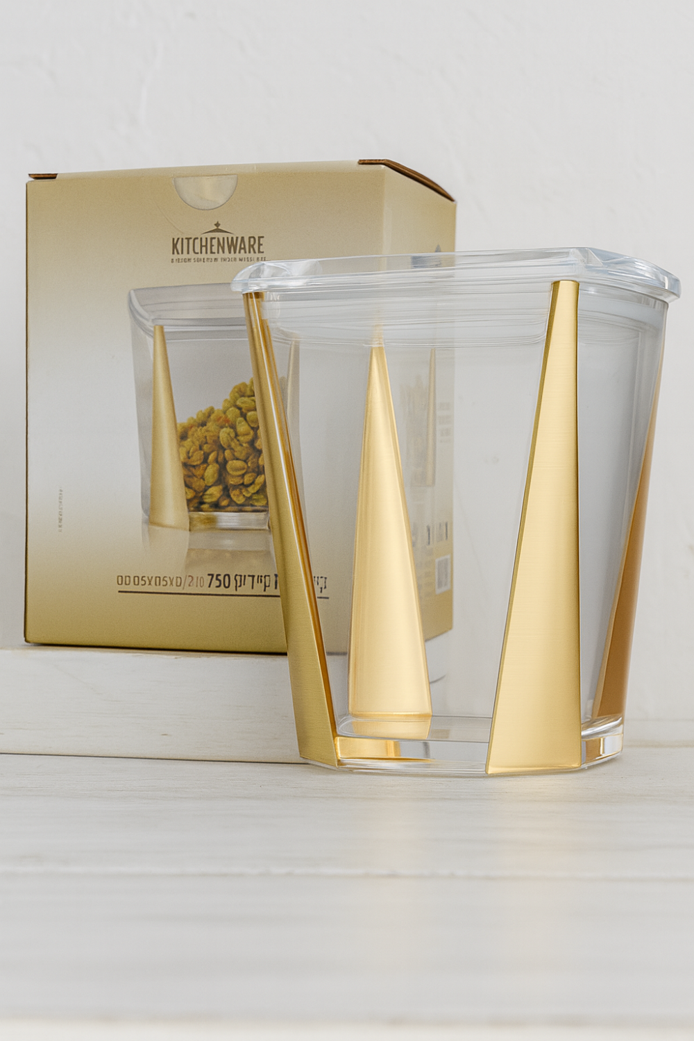 קופסת אקריליק מרובעת עם פויל זהב – 750 מ"ל