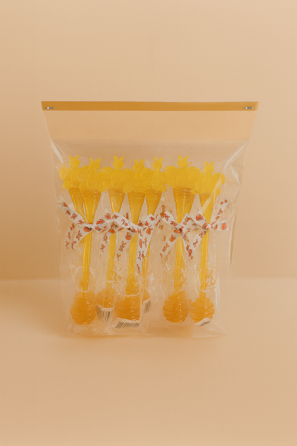 מקלות דבש פלסטיק – ארוזים בצלופן עם סרט, 17 ס"מ - 10 יחידות