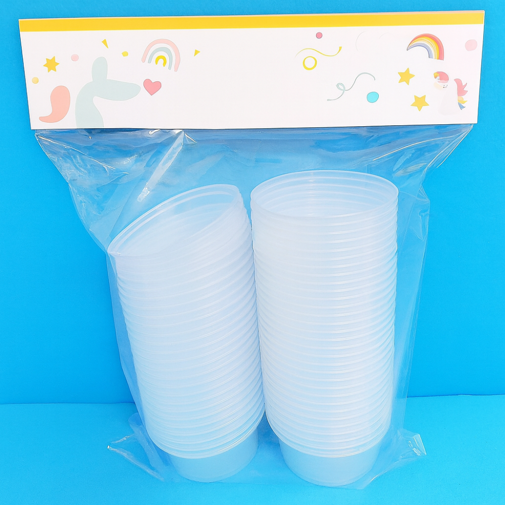 קופסאות פלסטיק עגולות עם מכסה – 50 מ"ל - 36 יחידות