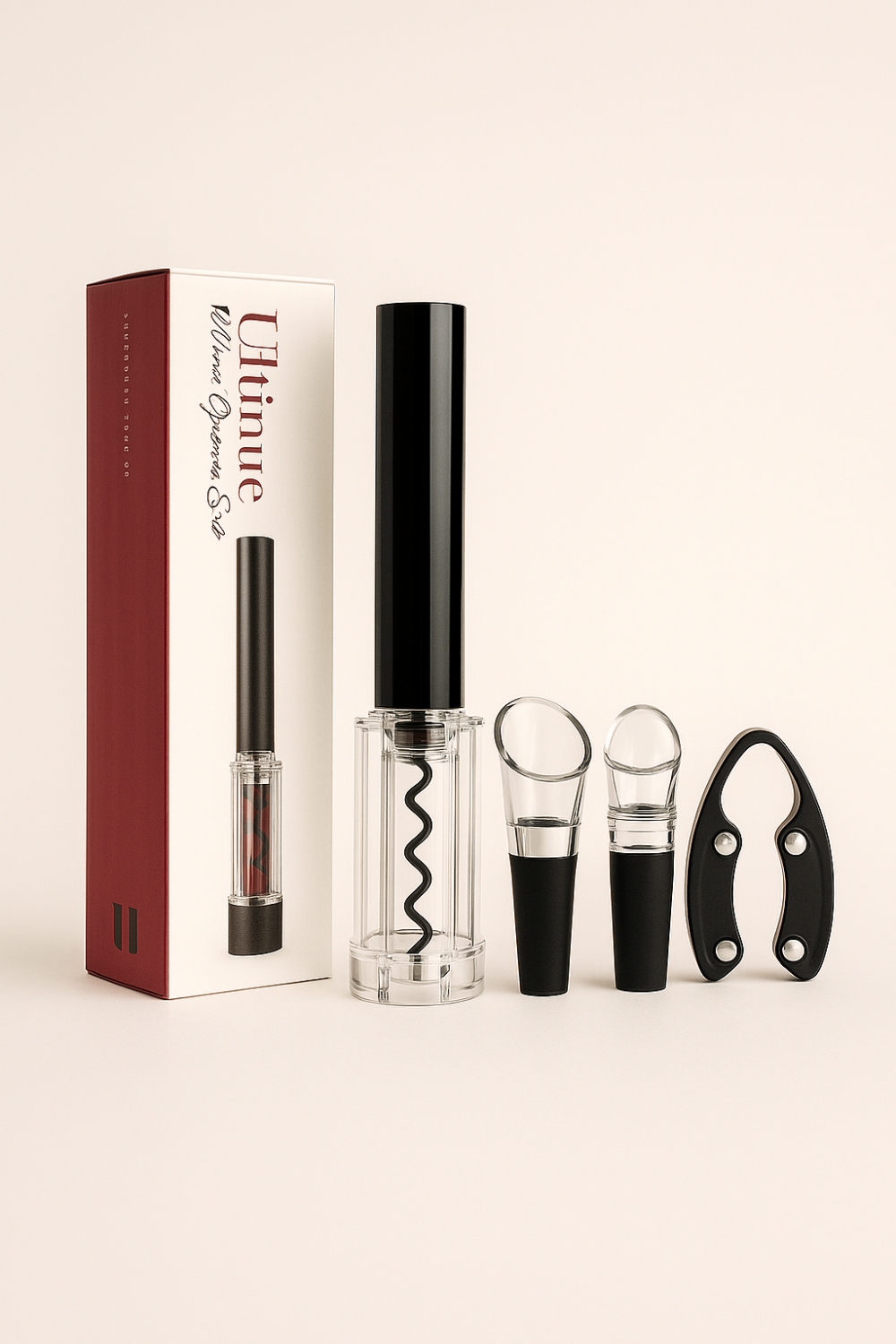 סט אביזרי יין ופותחן פנאומטי יוקרתי