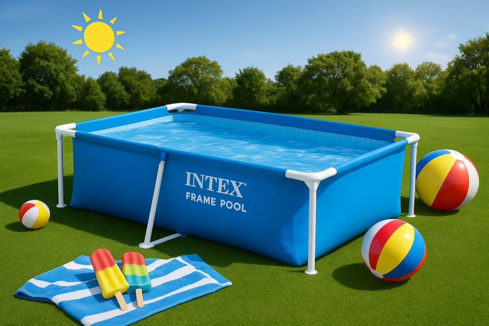 בריכה מלבנית משפחתית – 2.20×1.50 מטר, מסגרת מתכת יציבה - INTEX