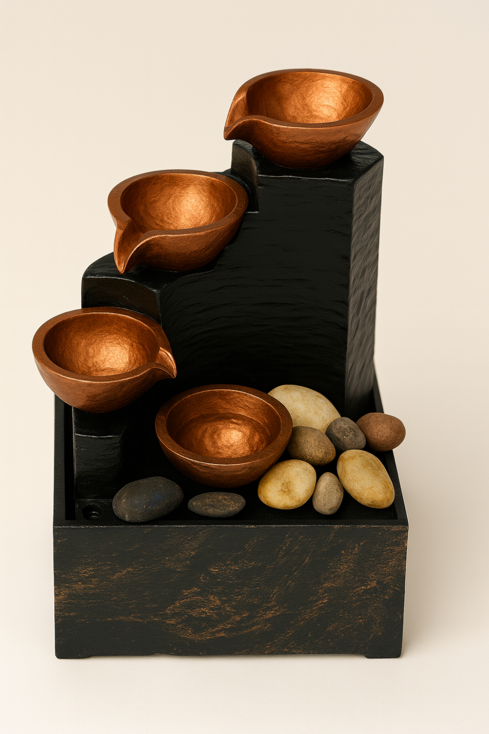 מפל מים מפואר שולחני עם תאורת LED ואבנים דקורטיביות – חוויית רוגע מושלמת