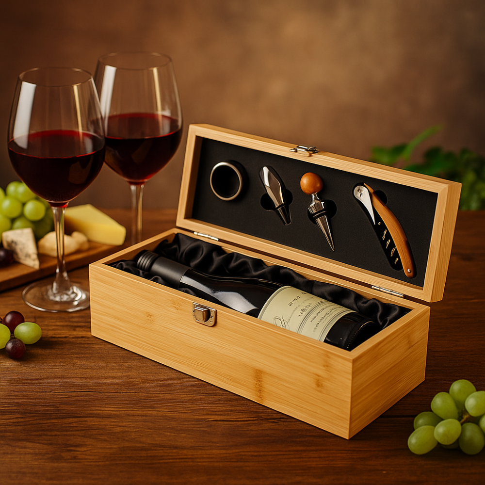 מארז עץ יוקרתי ליין עם סט פותחנים מקצועי