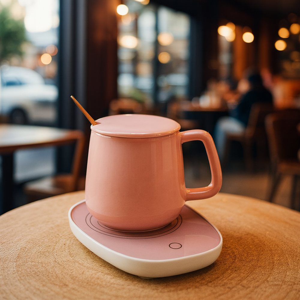 פלטת חימום לכוס קפה - ורוד