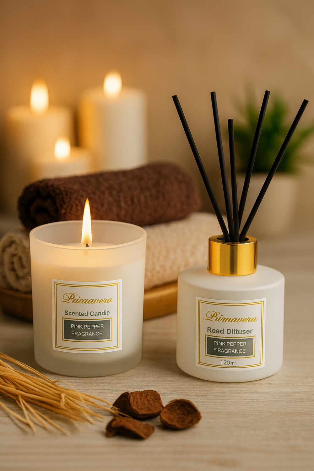 מפיץ ריח ונר ריחני – מתנה יוקרתית עם תמציות טבעיות