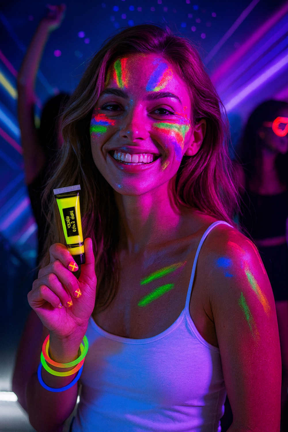 צבע ניאון אולטרה סגול לאיפור גוף ופנים – שפופרת בוהקת לפורים ולמסיבות