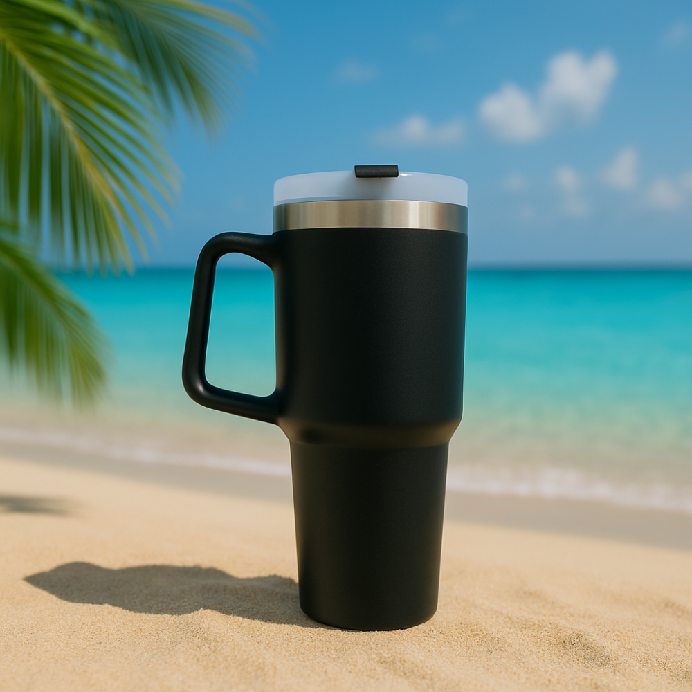 בקבוק סטנלי שחור| בקבוק טרמי שחור בעיצוב יוקרתי – 900 מ"ל