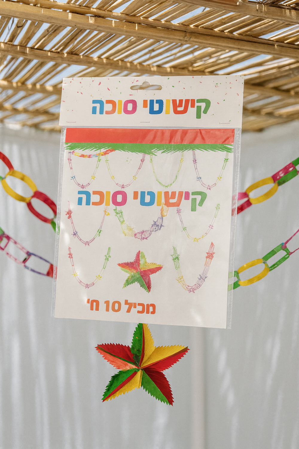 קישוטים לסוכה – 10 יחידות בצבעים זוהרים