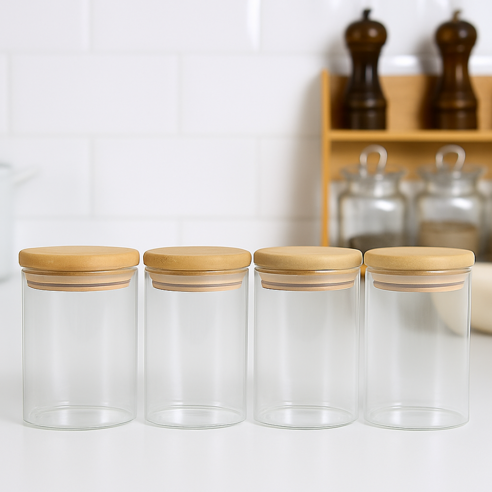 צנצנות אחסון (4) - סט של 4 צנצנות מעוצבות למטבח