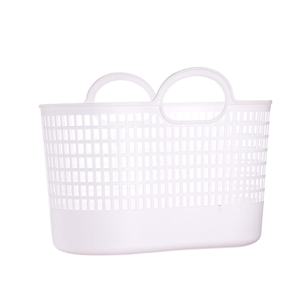 סל שוק פלסטיק לבן – גדול ונוח לנשיאה