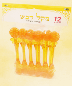 מקלות דבש פלסטיק בעיצוב דבורה – 17 ס"מ – 12 יחי