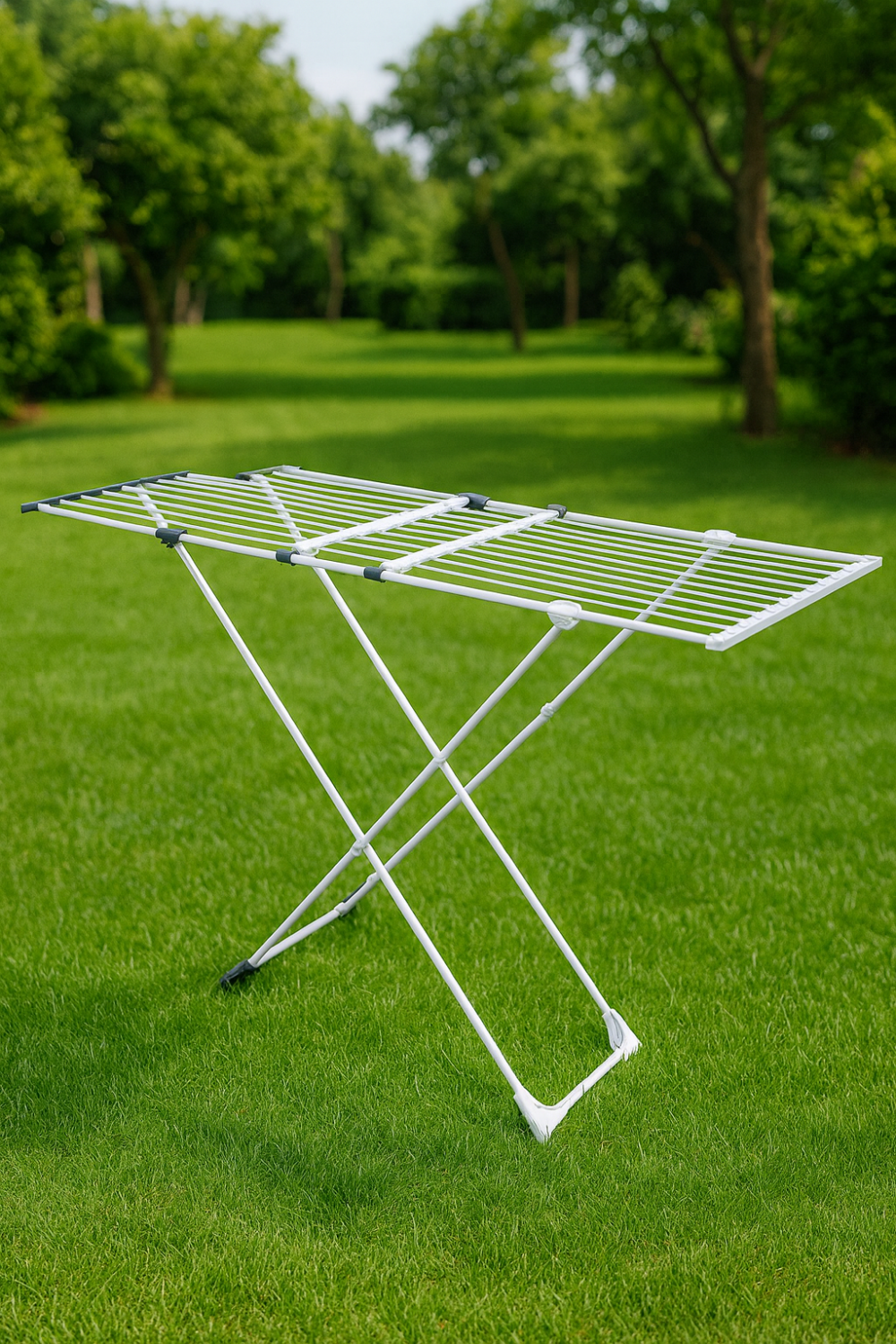 מתלה כביסה טלסקופי לבן מתקפל – גדול, חזק ונוח לשימוש - 20 מטר תלייה