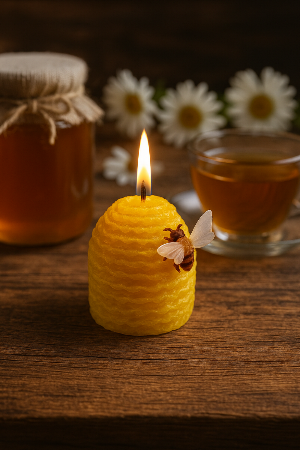 נר חלת דבש עם דבורה – טבעי ומיוחד