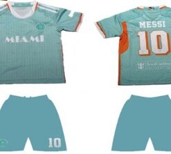 חליפת כדורגל מדים אינטר מיאמי – דגם מסי 10 טורקיז-כתום – מידה 4