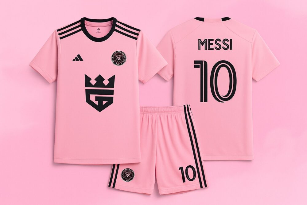 חליפת כדורגל מדים אינטר מיאמי – דגם מסי 10 ורוד-שחור -מידה 10