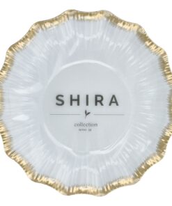 סט צלחות חד־פעמיות מעוצבות 9 אינץ' – סדרת SHIRA Collection לבן פס זהב