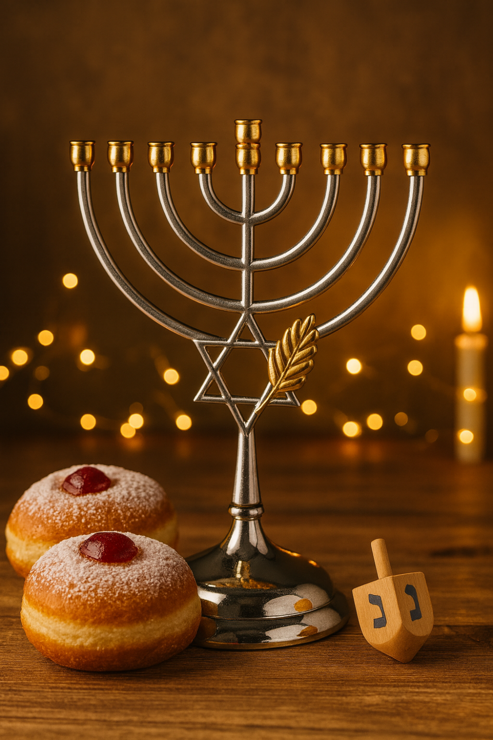 חנוכייה קלאסית כסף בעיצוב מגן דוד – אלגנטית ומהודרת 16*7.8*18.2