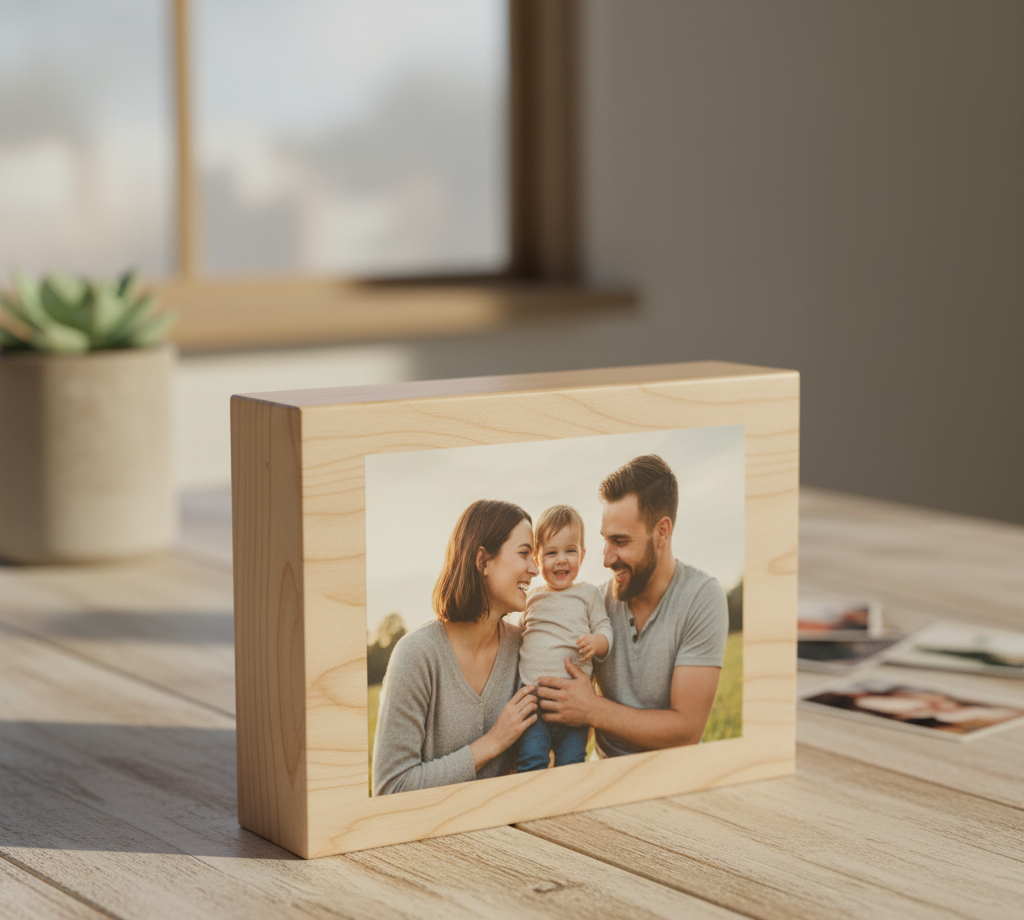 בלוק עץ עם תמונה