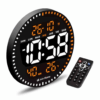 שעון קיר דיגיטלי עגול עם תצוגת LED כתומה