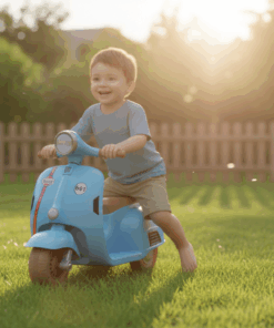 אופנוע ווספה חשמלית לילדים 6V – דגם רטרו כחול