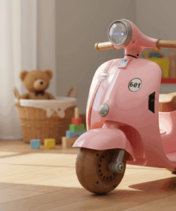אופנוע ווספה חשמלית לילדים 6V – דגם רטרו ורוד