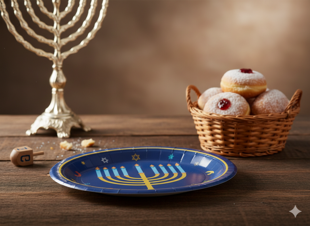 צלחות נייר חנוכה – חבילה 10 יחידות -  9 אינץ'