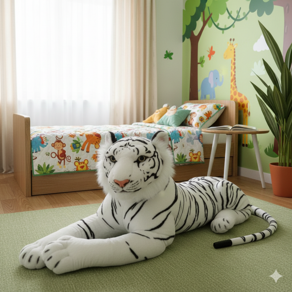 בובת טיגריס לבן 45 ס"מ | רכה, מחבקת ומרשימה במיוחד