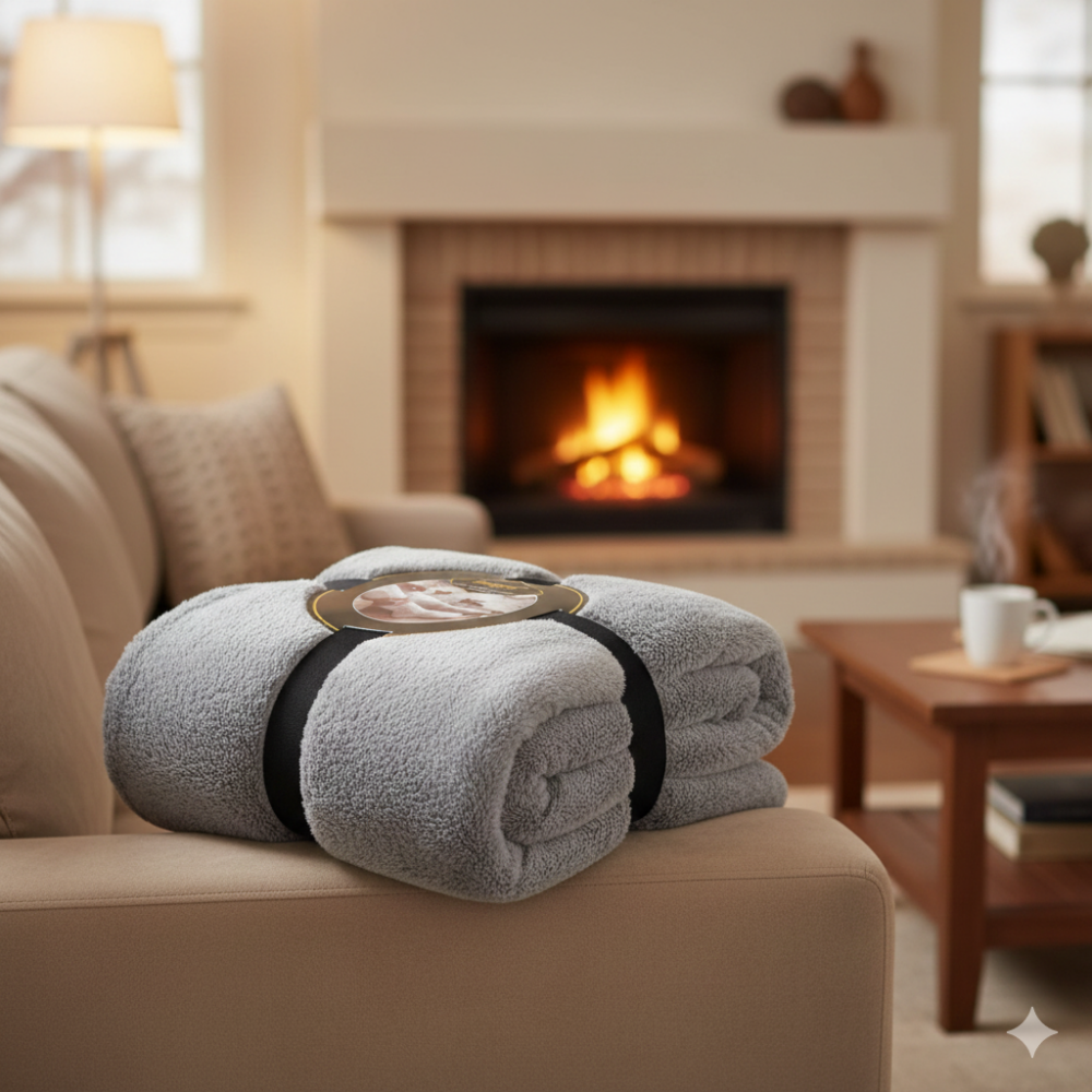 כירבולית שמיכה זוגית אפורה מפנקת במיוחד 200×180 ס"מ | רכה, חמימה ונעימה