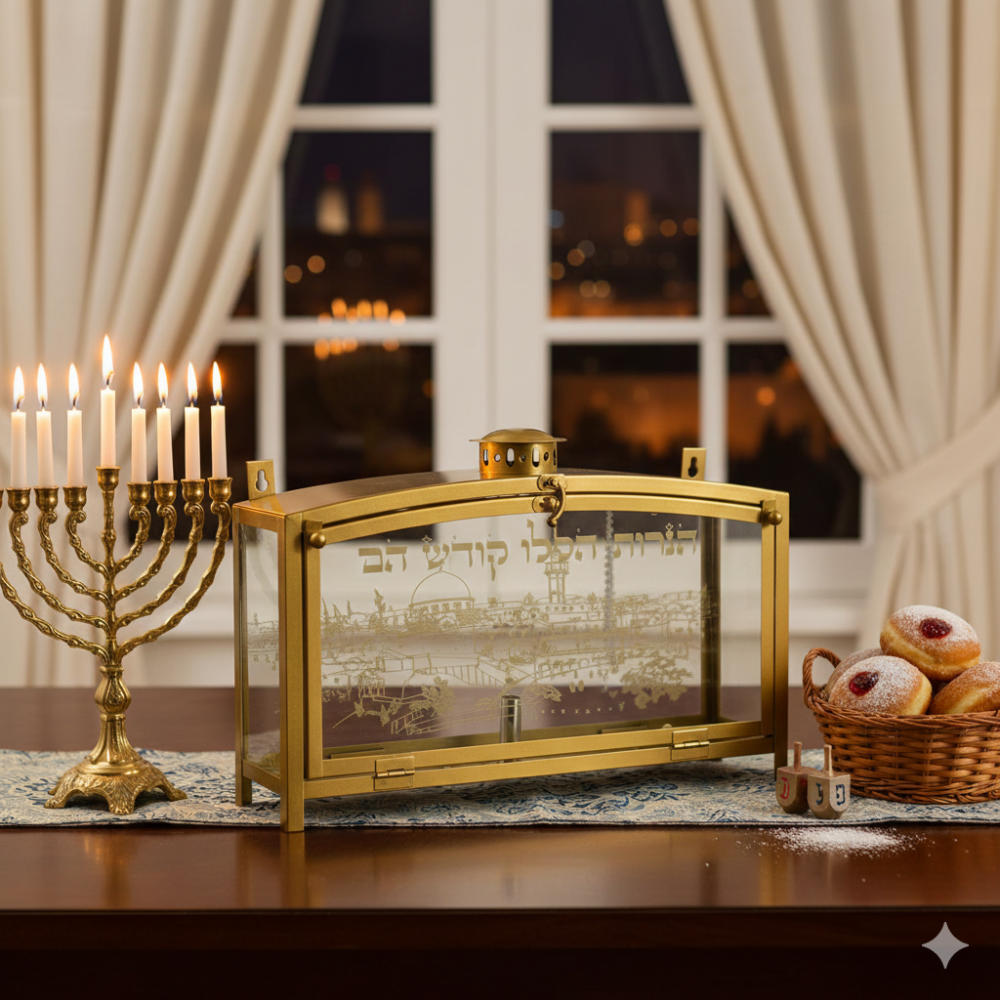 בית לחנוכיה דגם המשכן – מגן רוח איכותי– 35×23×8.3 ס״מ