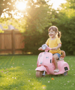אופנוע ווספה חשמלית לילדים 6V – דגם רטרו ורוד