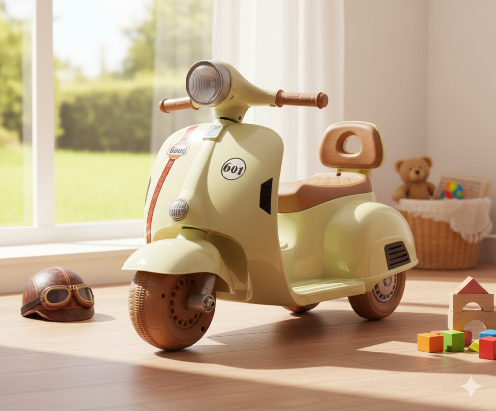 Alternative view of אופנוע ווספה חשמלית לילדים 6V – דגם רטרו מוקה