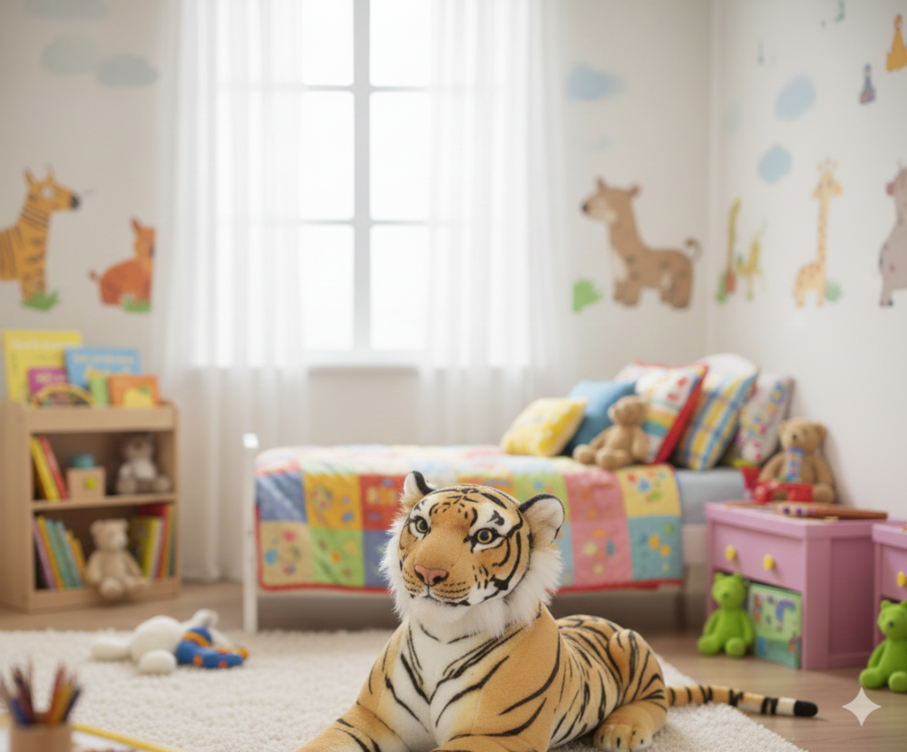 בובת טיגריס ענקית 80 ס"מ בצבע חום | רכה, מחבקת ומרשימה