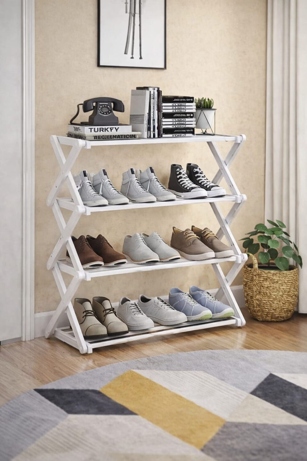 מתקן נעליים מתקפל רב־קומתי