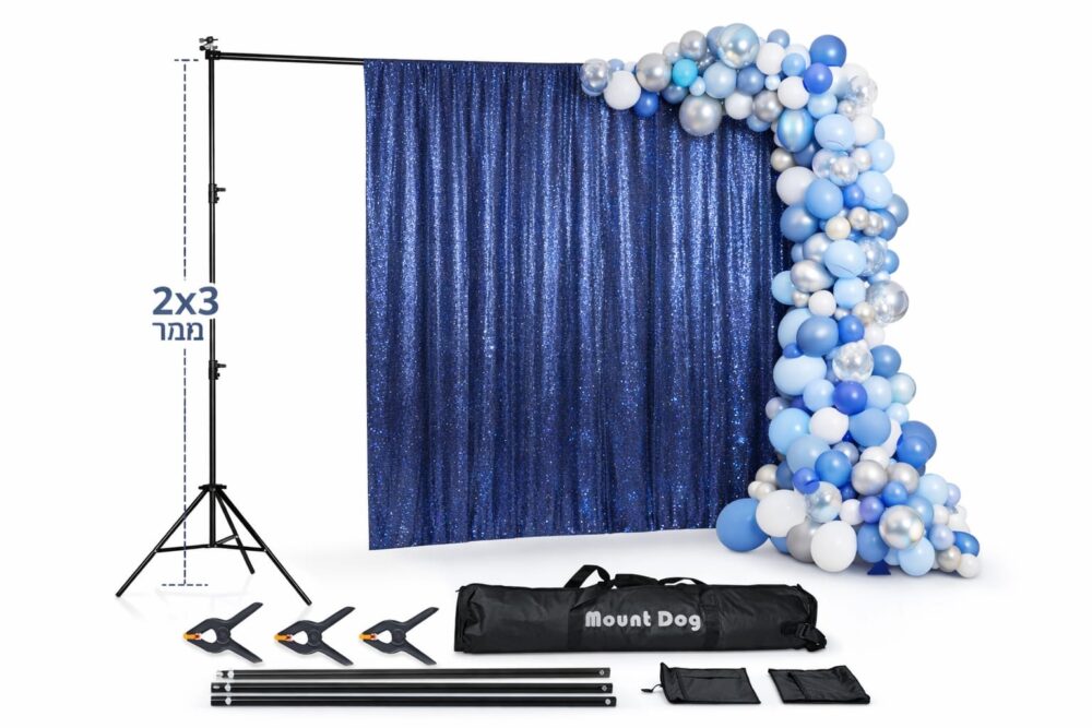 גב במה פום אפ רקע מרובע לוילון או בלונים דקורציה 2×3 מטר (סטנד צילום)