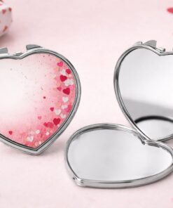 מראת איפור מתקפלת בצורת לב – בהדפסה אישית