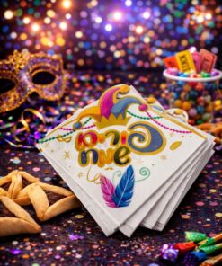 חבילת 16 מפיות נייר בגודל 33×33 ס"מ בעיצוב לפורים