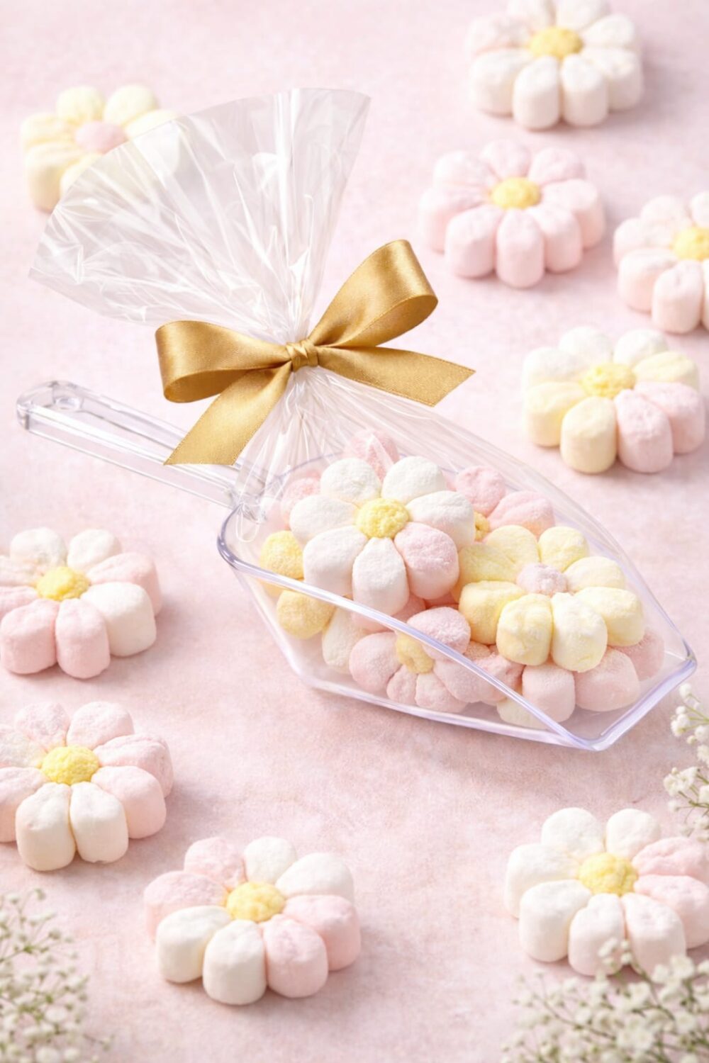 כף עם מרשמלו פרחים