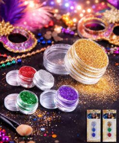 סט 3 אבקות גילטר מקצועי לפנים ולגוף – נצנצים זוהרים לפורים ואירועים