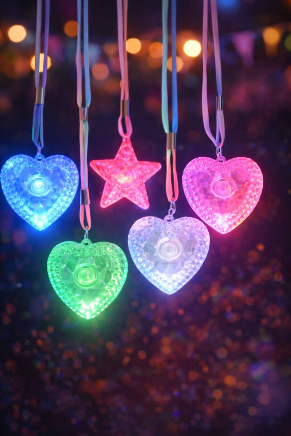 מארז 48 שרשראות LED לב / כוכב מוארת | אביזר זוהר למסיבות ואירועים