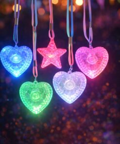 מארז 48 שרשראות LED לב / כוכב מוארת | אביזר זוהר למסיבות ואירועים