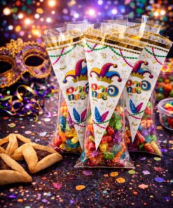 חבילת 20 שקיות צלופן משולשות לפורים