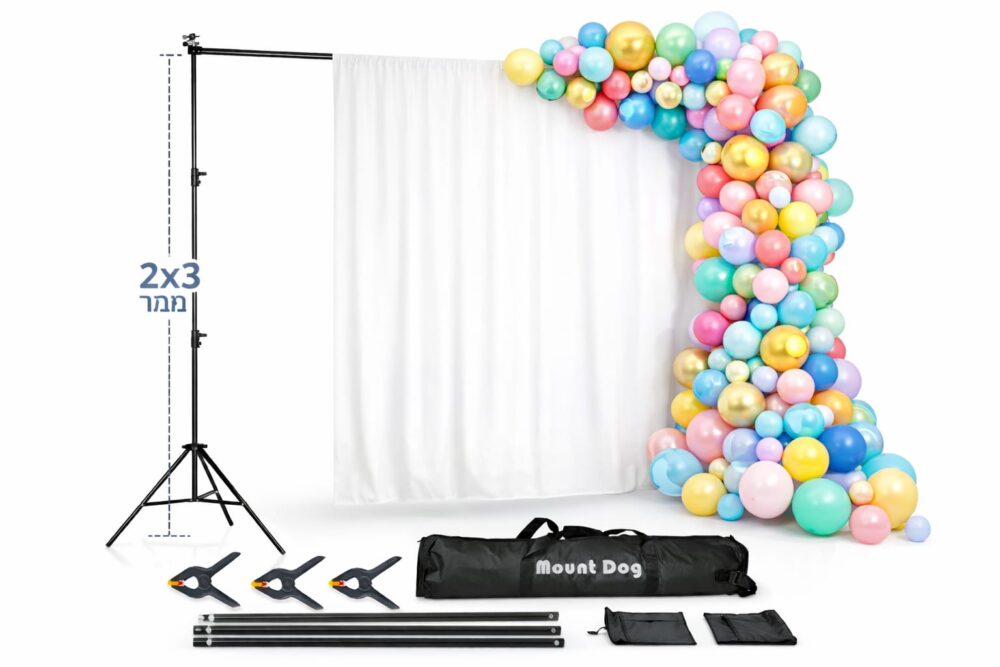 Alternative view of גב במה פום אפ רקע מרובע לוילון או בלונים דקורציה 2×3 מטר (סטנד צילום)