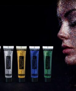 צבעי גוף מנצנצים UV לפורים – איפור ניאון זוהר למסיבות ותחפושות