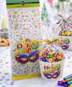 שקיות צלופן פורים מסכה זהב