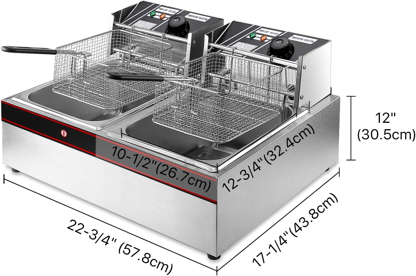 צ’יפסר מקצועי כפול 12 ליטר חשמלי – תמונה 4