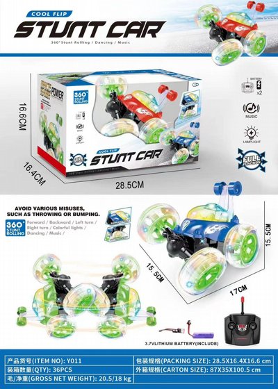 מכונית פעלולים משתוללת 360° על שלט רחוק – עם אורות LED, מוזיקה וביצועי התהפכות מדהימים